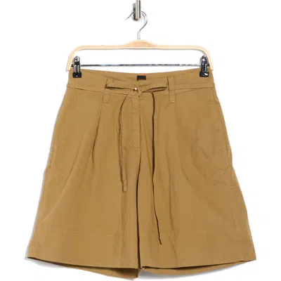 Hugo Boss Boss Orange Tara Belted Stretch Cotton Shorts In Brown