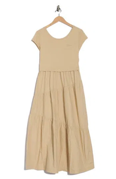 Hugo Boss Boss Orange Tiered T-shirt Midi Dress In Brown