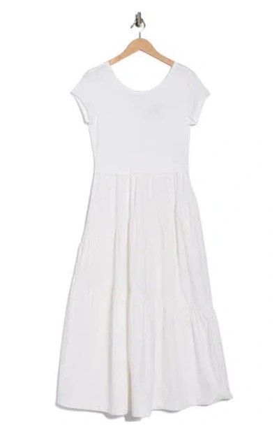 Hugo Boss Boss Orange Tiered T-shirt Midi Dress In White