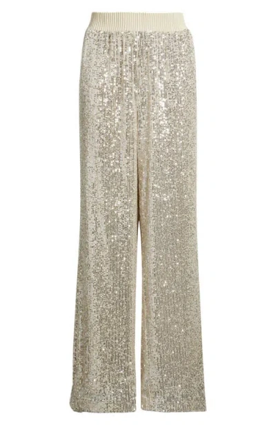 Hugo Boss Boss Orange Tilloi Sequin Wide Leg Pants In Gold
