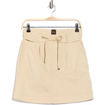 Hugo Boss Boss Orange Varachute Belted Stretch Cotton Miniskirt In Brown