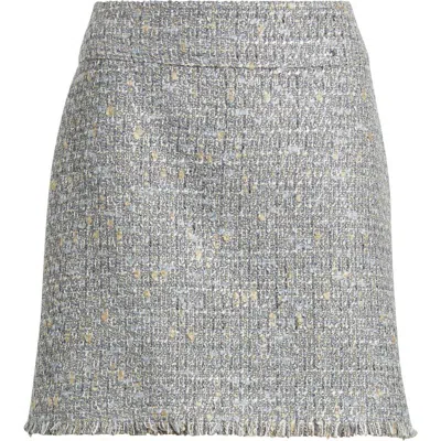 Hugo Boss Boss Orange Vatoni Tweed Fringe Hem Miniskirt In Multi