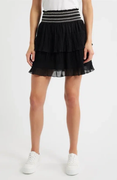 Hugo Boss Boss Orange Vesia Plissé Pull-on Miniskirt In Black