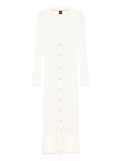Hugo Boss Boss Orange Viscose Cardigan Dress With Polo Collar