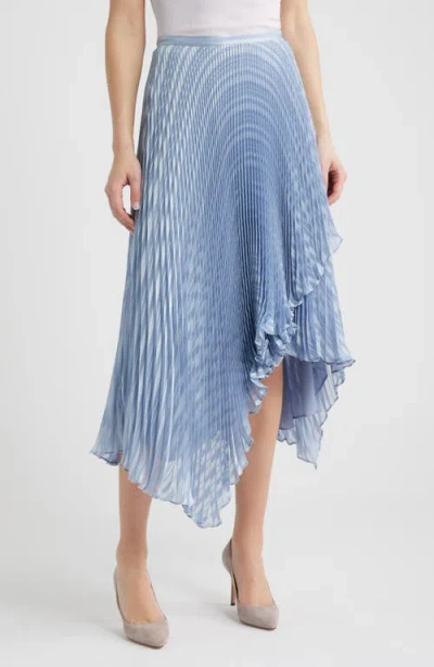 Hugo Boss Boss Orange Vlantel Pleated Asymmetric Midi Skirt In Blue