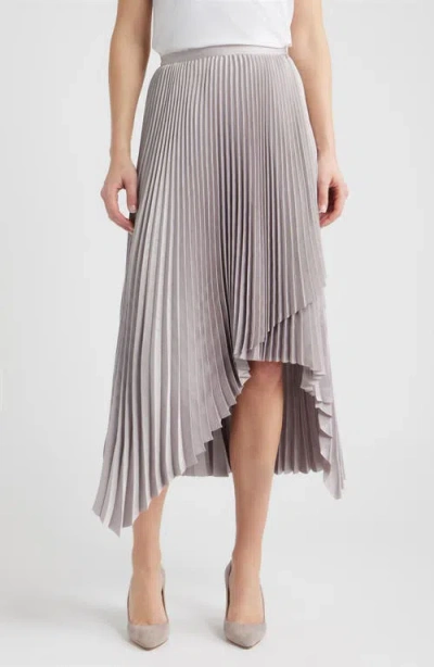 Hugo Boss Boss Orange Vlantel Pleated Asymmetric Midi Skirt In Gray