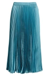 Hugo Boss Boss Orange Vlysola Pleated Midi Skirt In Algae Blue