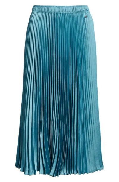 Hugo Boss Boss Orange Vlysola Pleated Midi Skirt In Algae Blue