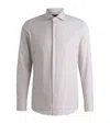 Hugo Boss Slim-fit Shirt In Micro-structured Cotton In Beige