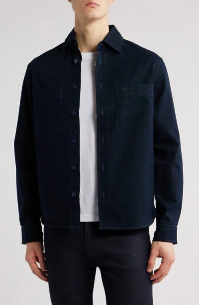 Hugo Boss Boss Owen Relaxed Fit Button-up Overshirt In Dark Blue