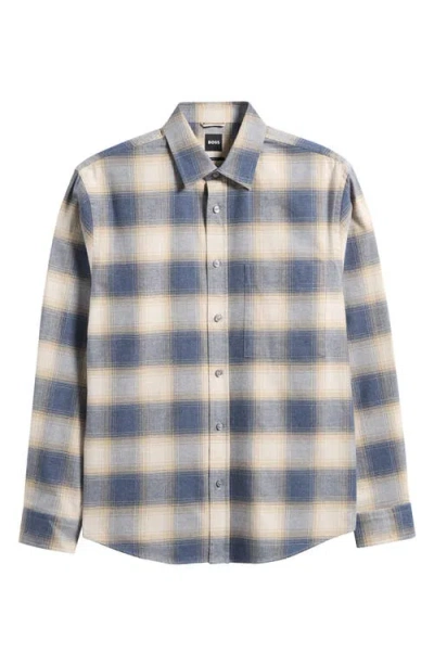 Hugo Boss Boss Owen Relaxed Fit Plaid Cotton Flannel Button-up Shirt In Multi