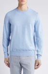 Hugo Boss Boss Pacas Cotton Crewneck Sweater In Light Blue