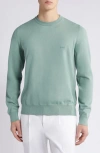Hugo Boss Boss Pacas Cotton Crewneck Sweater In Open Green