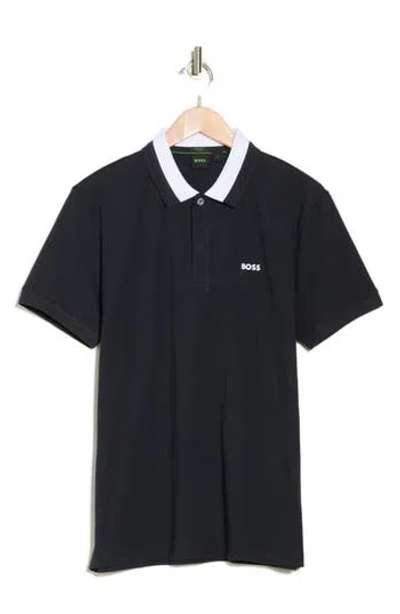 Hugo Boss Boss Paddy 1 Stretch Cotton Polo In Dark Blue