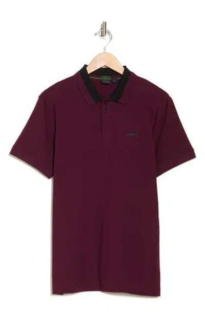 Hugo Boss Boss Paddy 1 Stretch Cotton Polo In Burgundy