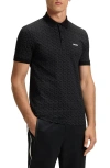 Hugo Boss Boss Paddy Geo Print Cotton Polo In Black