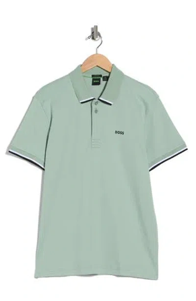 Hugo Boss Boss Paddy Lux Heritage Cotton Knit Polo In Green