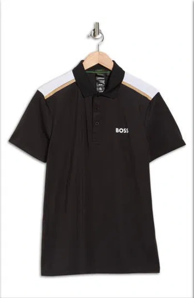 Hugo Boss Boss Paddy Tech Knit Golf Polo In Brown