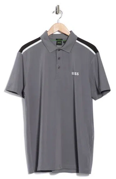 Hugo Boss Boss Paddy Tech Knit Golf Polo In Gray