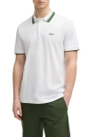 Hugo Boss Boss Paddy Tipped Cotton Polo In White