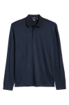Hugo Boss Boss Pado 110 Long Sleeve Wool Polo In Blue
