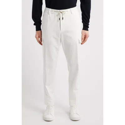 Hugo Boss Boss Pagol Stretch Cotton Drawstring Pants In Open White