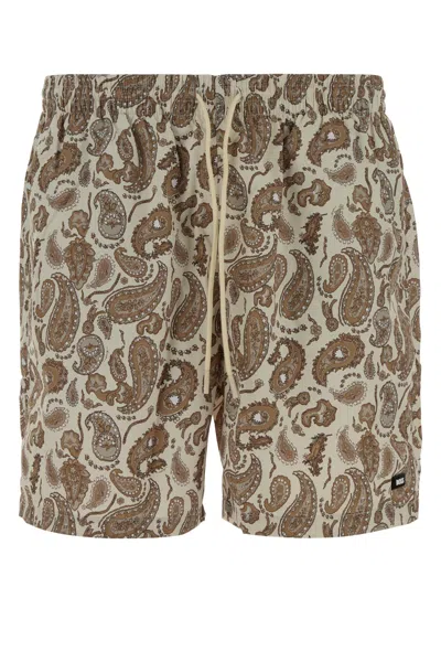 Hugo Boss Brown Paisley-print Swim Shorts