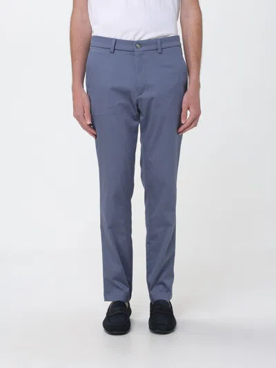 Hugo Boss Boss Stretch-cotton Straight Trousers In Blue