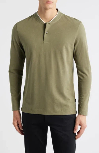 Hugo Boss Boss Pal Long Sleeve Blade Collar Polo In Green