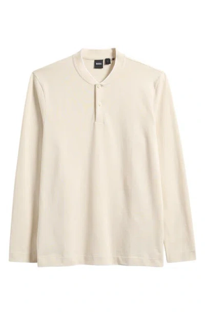 Hugo Boss Boss Pal Long Sleeve Blade Collar Polo In White
