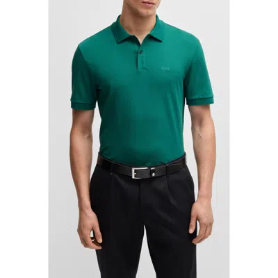 Hugo Boss Boss Pallas Cotton Polo In Open Green