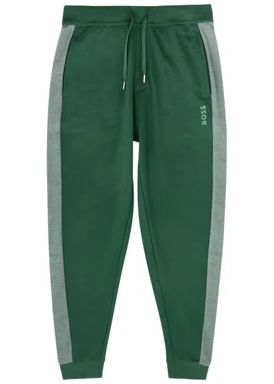 Hugo Boss Boss Panelled Cotton-blend Sweatpants In Green