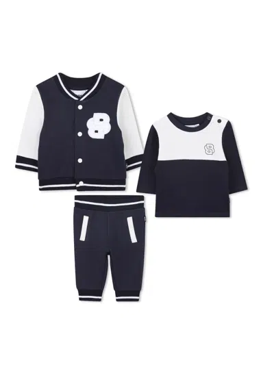 Hugo Boss Boss Pants Set With Cardigan And Sweater In Blue