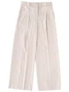 Hugo Boss Wide Leg Trousers Pleated Front Belt Loops In White