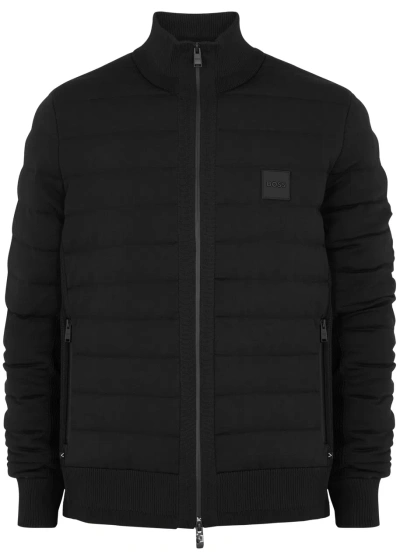 Hugo Boss Boss Paranolo Quilted Knitted Jacket In Black