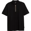 Hugo Boss Mercerized Cotton Polo Shirt With Contrast Zip In Black