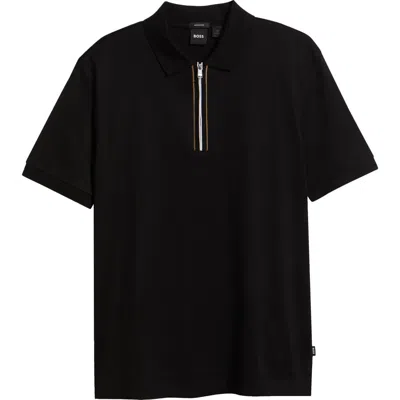 HUGO BOSS BOSS PARAS QUARTER ZIP COTTON POLO