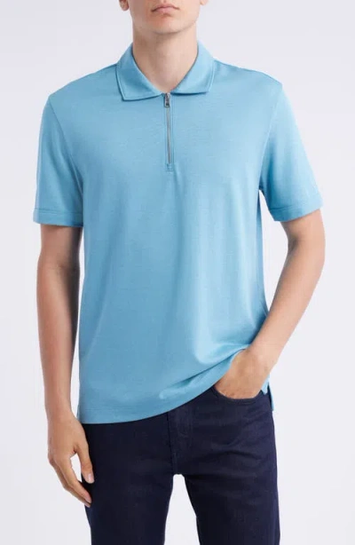 Hugo Boss Boss Paras Quarter Zip Polo In Blue