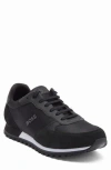 Hugo Boss Mixed-material Trainers With Faux-leather Trims In Black