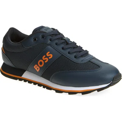 Hugo Boss Boss Parkour Runner Sneaker In Navy/orange