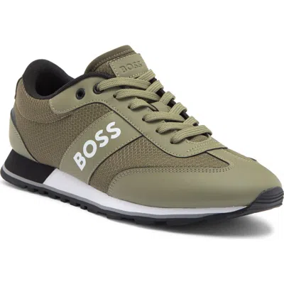 Hugo Boss Boss Parkour Runner Sneaker In Olive Green