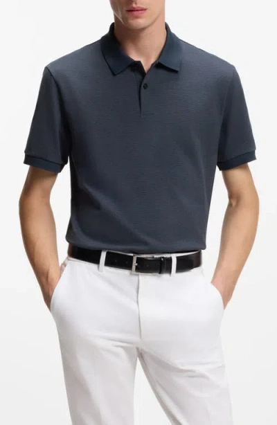 Hugo Boss Boss Parlay Cotton Piqué Polo In Blue