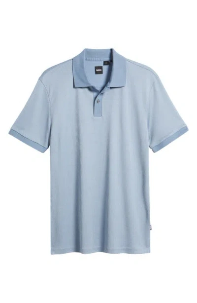 Hugo Boss Boss Parlay Cotton Piqué Polo In Open Blue