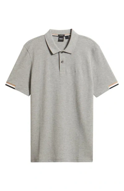 Hugo Boss Boss Parlay Cotton Piqué Polo In Gray