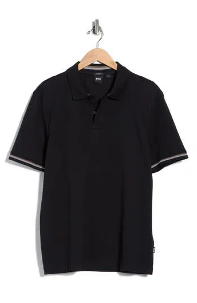 Hugo Boss Boss Parlay Knit Polo In Black