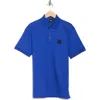 Hugo Boss Boss Parlay Logo Patch Cotton Polo In Bright Blue