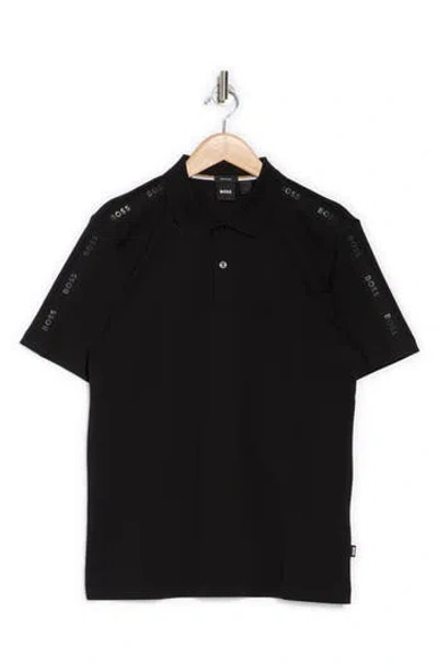 Hugo Boss Boss Parlay Logo Tape Polo In Black