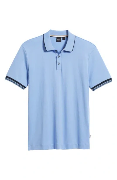 Hugo Boss Boss Parlay Tipped Cotton Polo In Blue