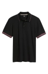 Hugo Boss Boss Parlay Tipped Cotton Polo In Black