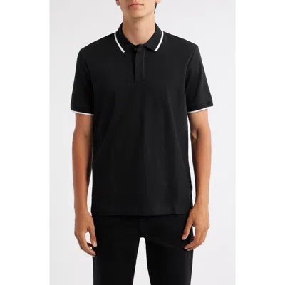 Hugo Boss Boss Parlay Tipped Cotton Polo In Black